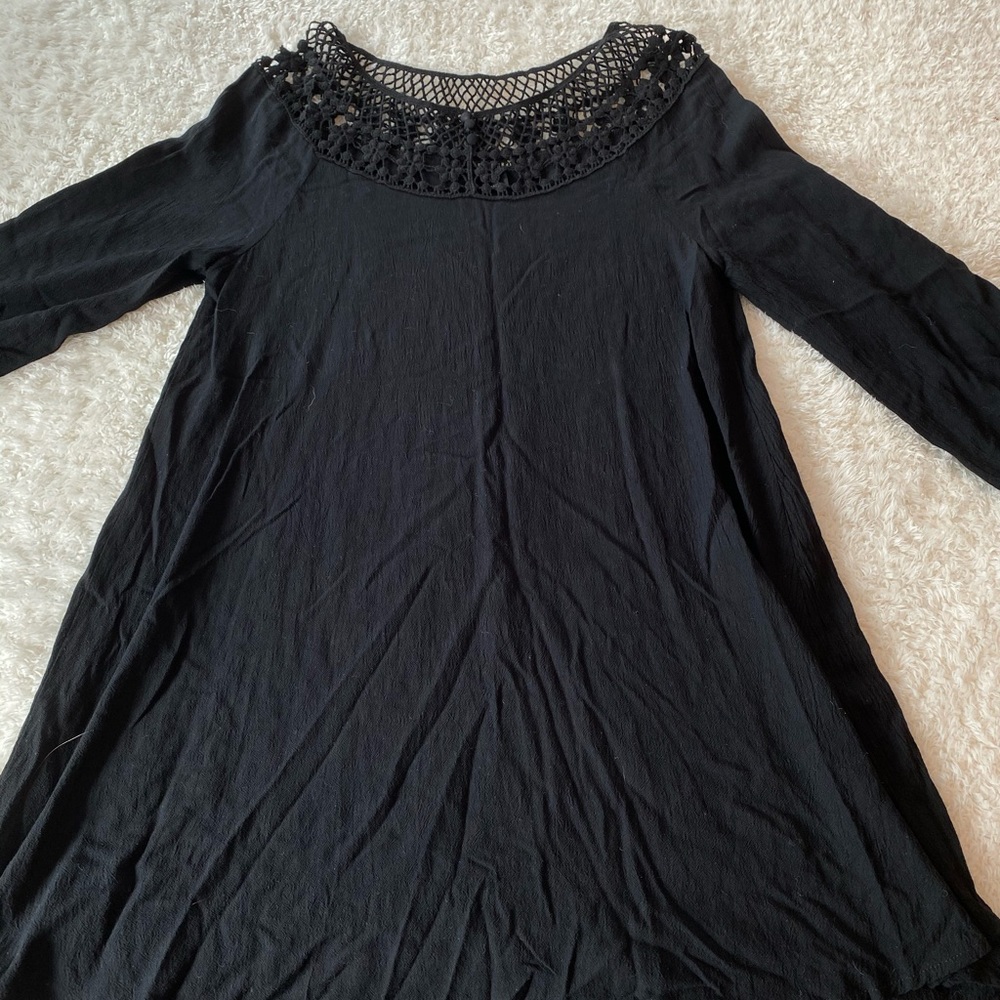 Black long sleeve dress with open design top